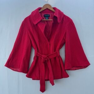 Focus 2000 Red Wool Blend Tie Waist Jacket Size 6